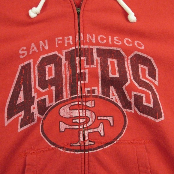 Mitchell & Ness Mens 49ers Niners San Francisco Hoodie size L Full Zip Distress - Picture 4 of 12
